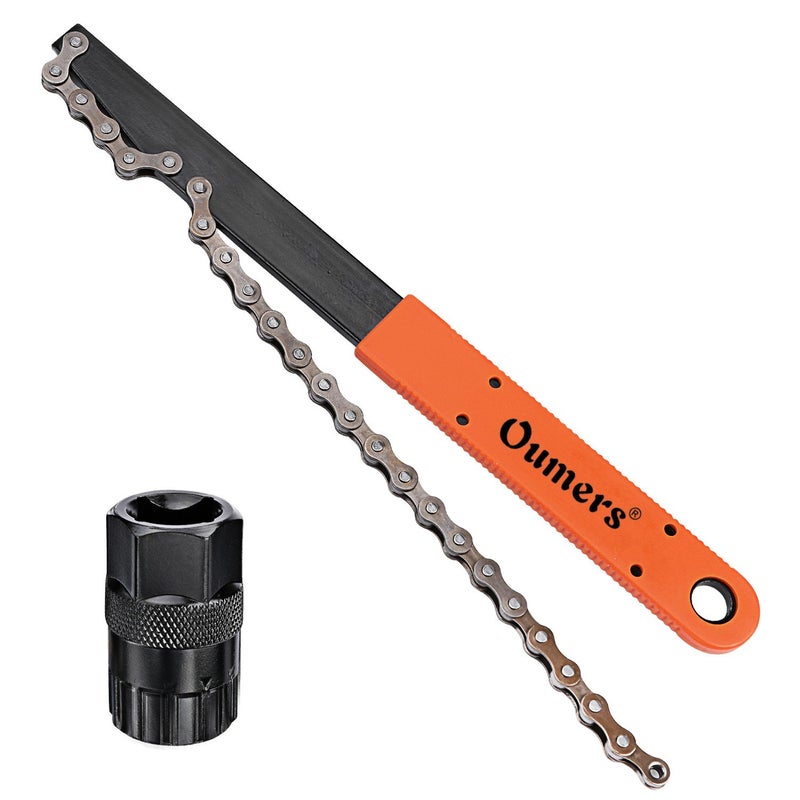 Oumers Bike Chain Tools Kit, Upgrade Rotor Lockring Removal Wrench & Chain Whip with Cassette/Bicycle Flywheel Remover Sprocket Remover Tool Pack - Image 1